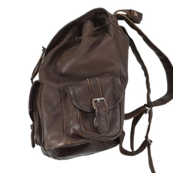 Large Vintage Brown Cowhide Leather Backpack - Picture 9 of 16